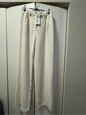 NWT Ruthie Grace Wide Straight-Leg Pants in Cream
